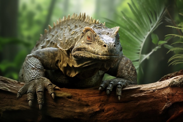 Imagem de um dragão de komodo na floresta Réptil Animais Generativo AI Ilustração