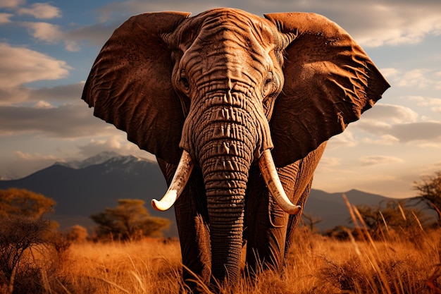 Imagem de um Elefante Gracioso, Imponente e Sereno da Savana Africana