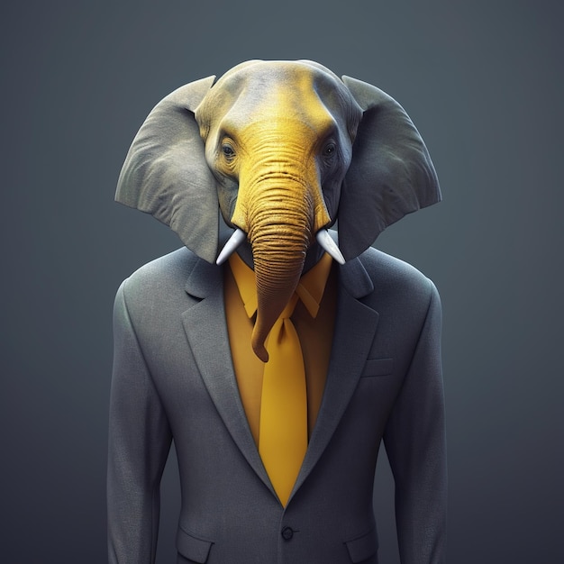 Imagem de um empresário elefante vestindo um terno em fundo limpo Animais selvagens Ilustração IA generativa