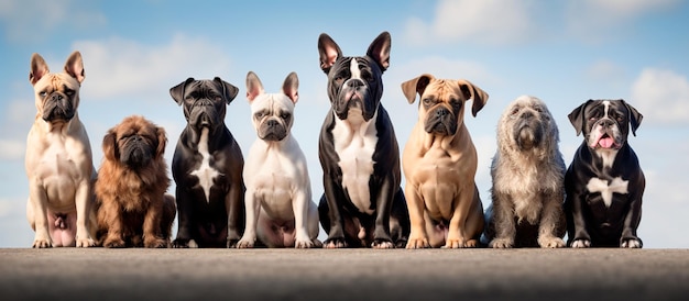 imagem de um grupo de cães bonitos sentados