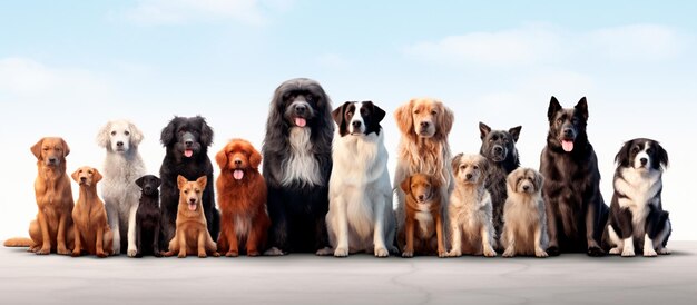 imagem de um grupo de cães bonitos sentados