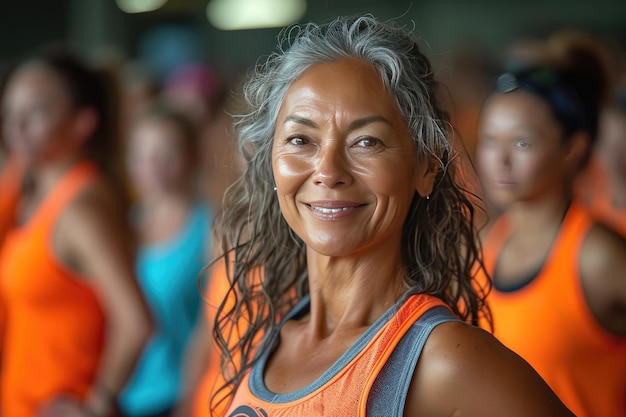 Imagem de um grupo de mulheres com mais de 50 anos fazendo uma aula de Zumba