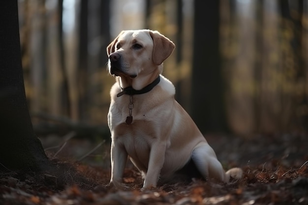 Imagem de um lindo cachorro labrador marrom sentado Ilustração de animais de estimação IA generativa