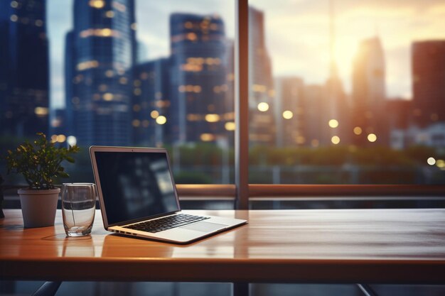 Foto imagem de um local de trabalho moderno de uma pessoa de negócios com um laptop no escritório