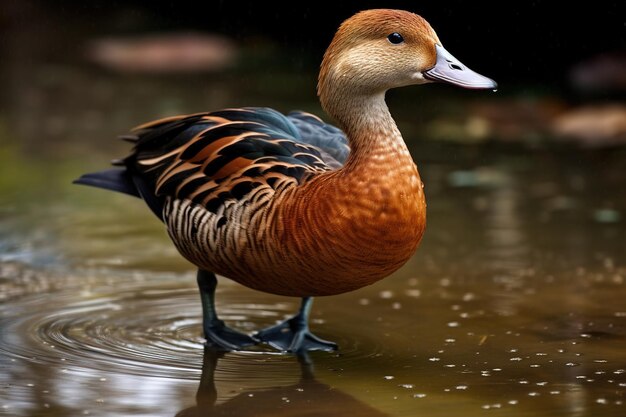 Foto imagem de um pato menor assobiando em fundo natural animais selvagens ilustração de animais alados ia generativa