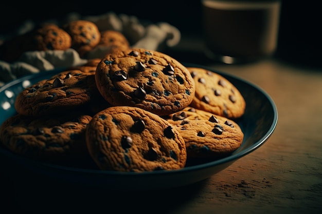 Imagem de um prato de biscoitos recém-assados que foi capturado com filme