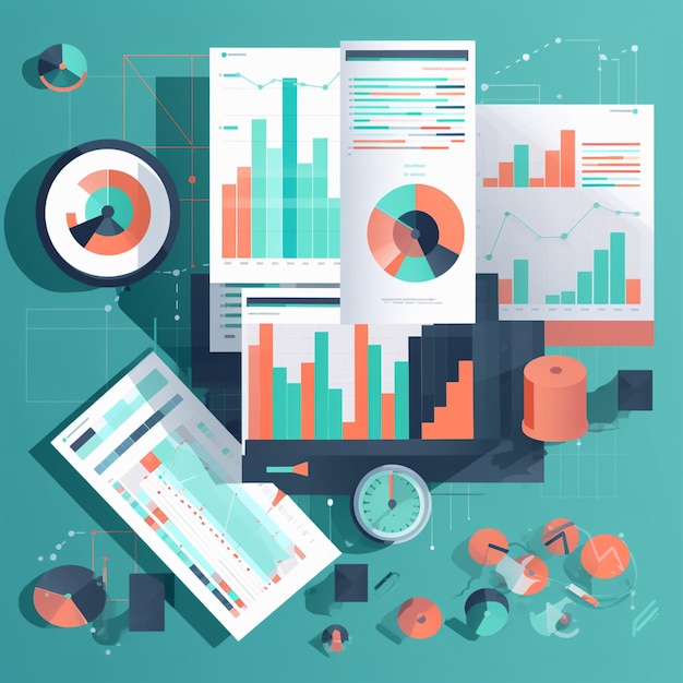 Imagem de um relatório financeiro com tabelas e gráficos exibidos, simbolizando a importância da manutenção e análise de registros em finanças