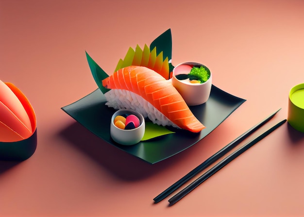 Imagem de um sushi pop geométrico de estilo suave gerado por ia