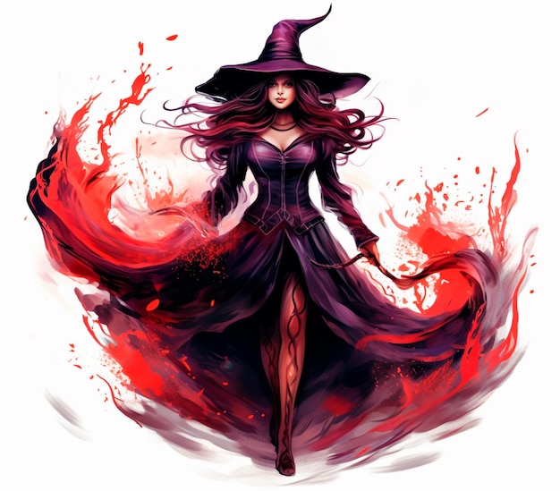 imagem de uma bela bruxa feliz halloween