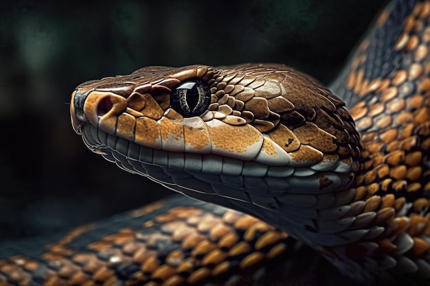 Imagem de uma cabeça de cobra feroz ilustração de animais de réptil IA generativa