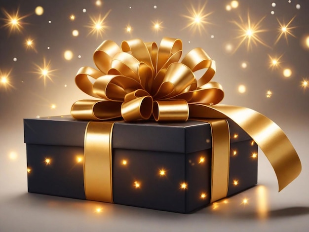 Imagem de uma caixa de presentes com luzes brilhantes