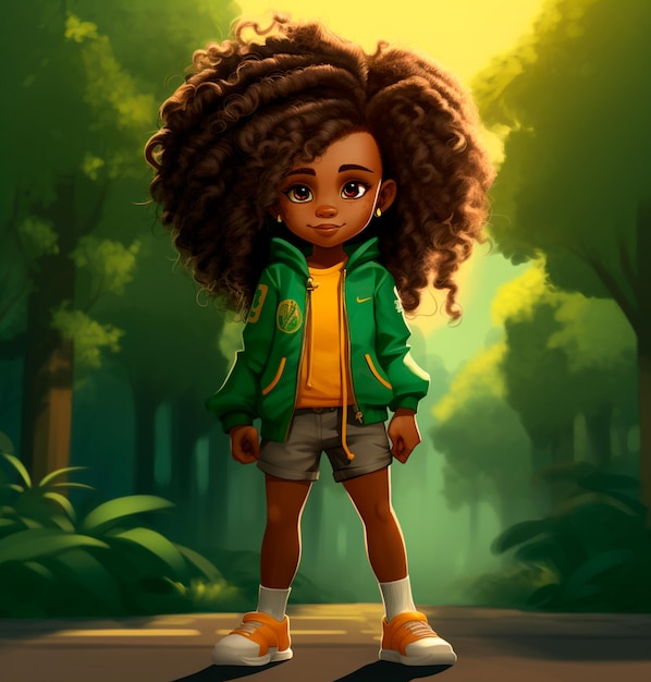 imagem de uma linda garotinha com desenho de cabelo afro