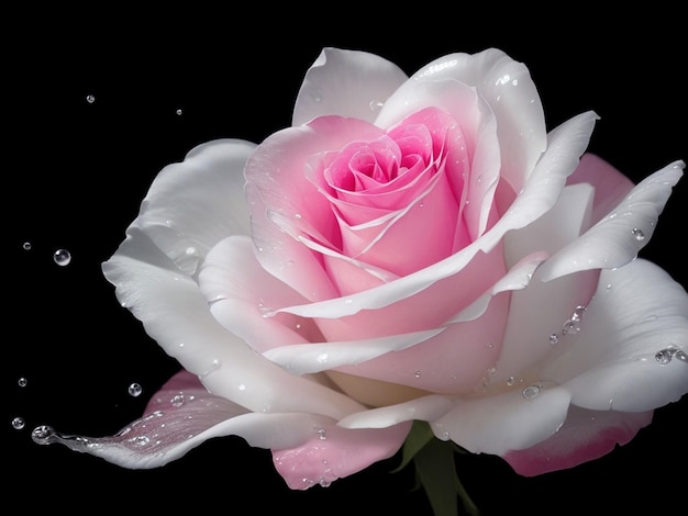 Imagem de uma rosa branca molhada com água