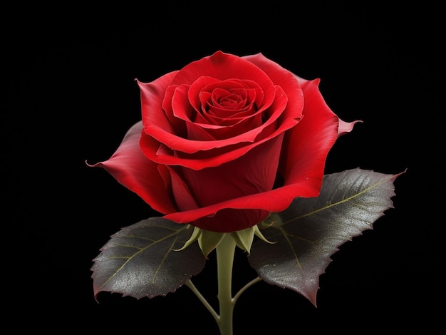 Imagem de uma rosa vermelha em fundo preto