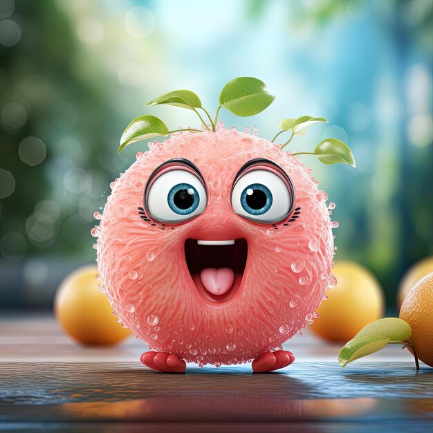 imagem de uma toranja com olhos sobre ela no estilo de personagens brincalhões