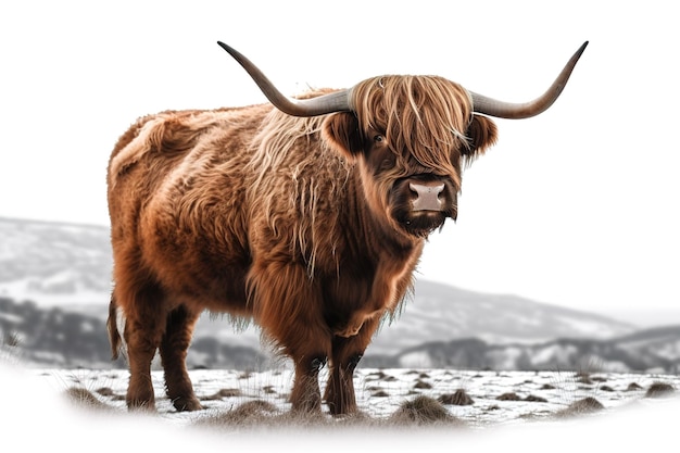 Imagem de uma vaca das terras altas Ilustração de animais de fazenda IA generativa