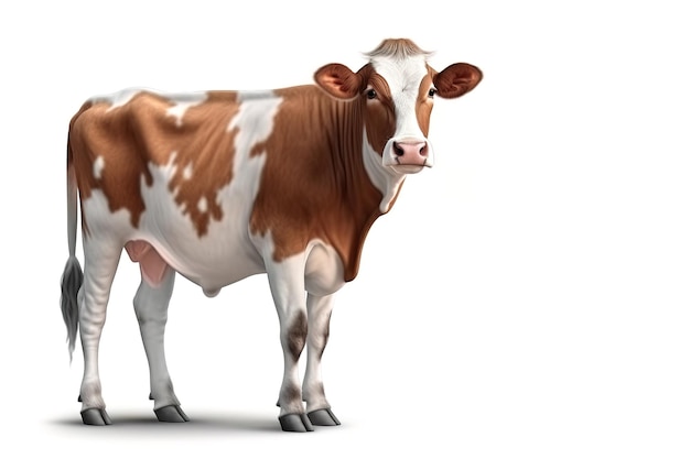 Imagem de vaca em fundo branco ilustração de animais de fazenda ia generativa