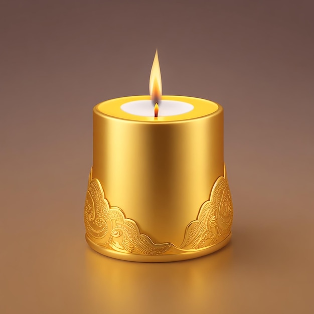 Imagem de vela dourada realista para Diwali em um fundo gradiente gerado por IA