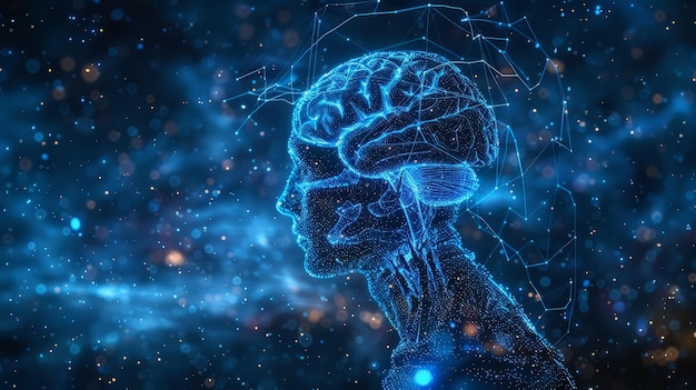 Foto imagem digital da cabeça e do cérebro de uma pessoa