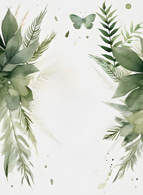 Imagem digital de fundo floral para convite em aquarela de casamento