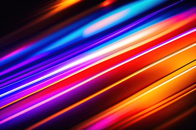 Imagem digital de linhas de raios de luz com luz colorida sobre fundo escuro Fundo abstrato de negócios
