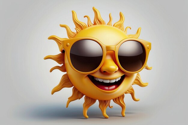 Imagem digital para sol sorridente com óculos de sol