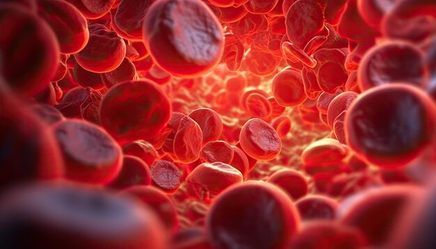 imagem dinâmica de glóbulos vermelhos a fluir pelos vasos sanguíneos