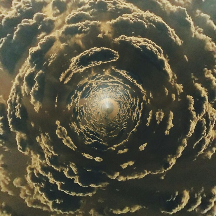 Foto imagem diretamente abaixo da paisagem de nuvens