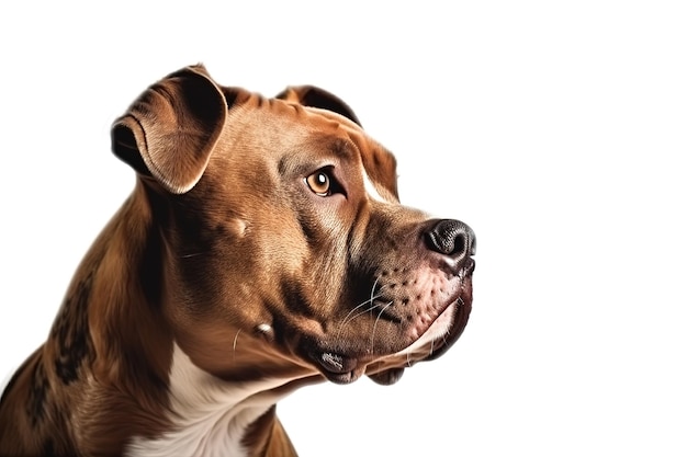 Imagem do cão pit bull terrier americano no fundo branco Ilustração de animais de estimação Generative AI