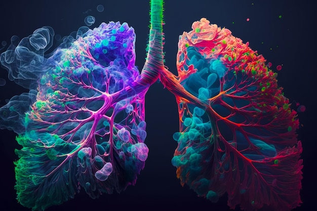 Imagem do corpo humano composta por diferentes cores do corpo Generative AI