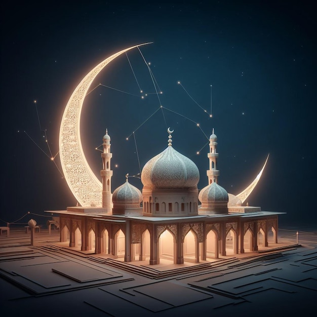 Imagem do festival Ramadan Eid Mubarak para banner e cartão de mídia social ai gerada