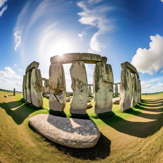 Foto imagem do monumento prehistórico de stonehenge com fundo no céu