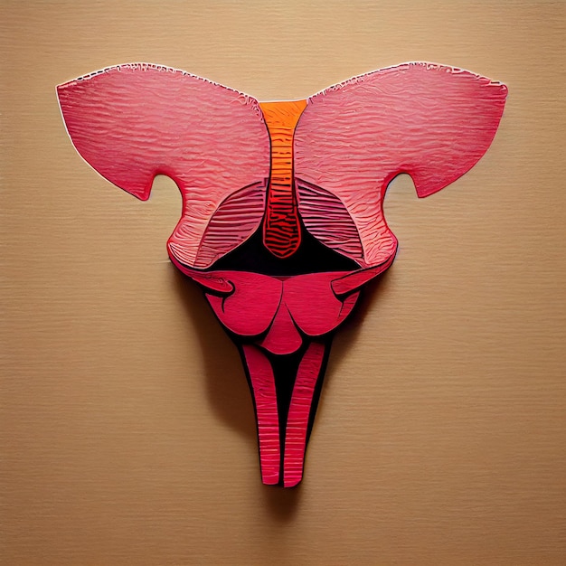 Foto imagem do útero. fertilização in vitro. colagem do órgão reprodutor feminino feito com corte de papel