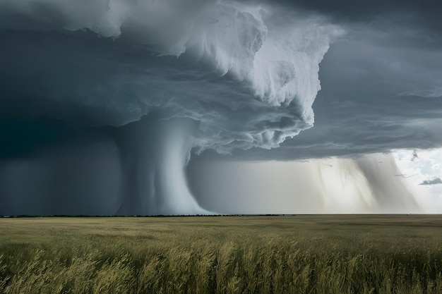 Imagem dramática de um tornado se formando à distância