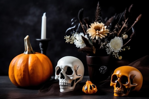 Imagem elegante e elegante de abóbora de Halloween gerada por AI