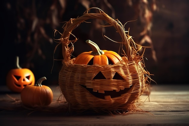 Imagem elegante e elegante de abóbora de Halloween gerada por AI