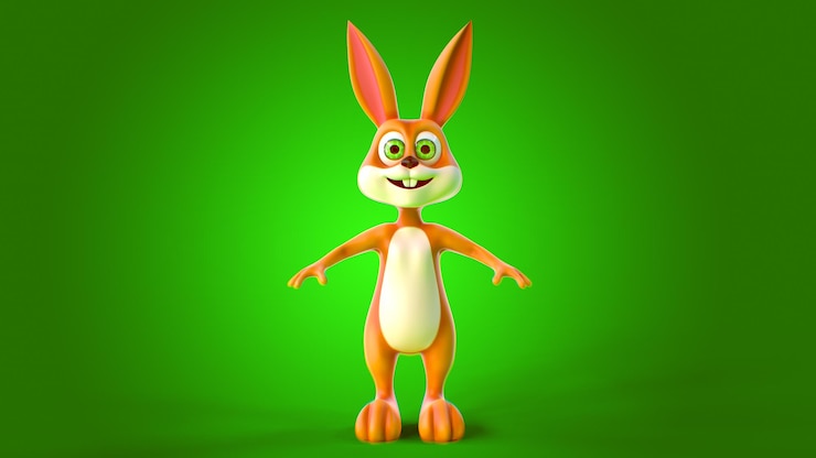 Foto imagem em 4k de um bonito personagem de desenho animado de coelho