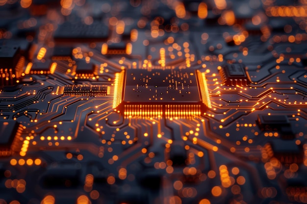 Imagem em close de um chip de computador