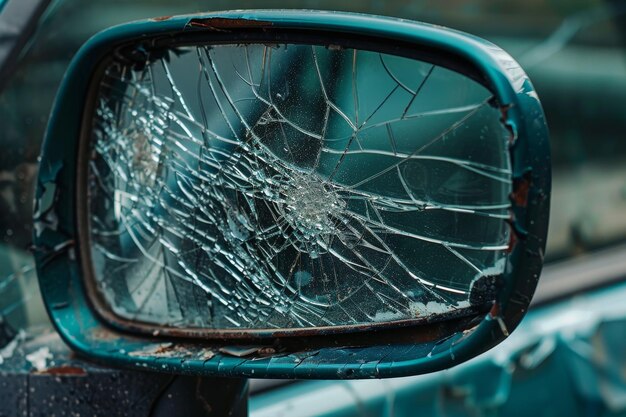 Foto imagem em close-up de um espelho lateral de carros