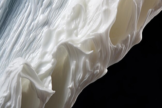 Foto imagem em close-up de um tubo de pasta de dentes cortado revelando sua textura