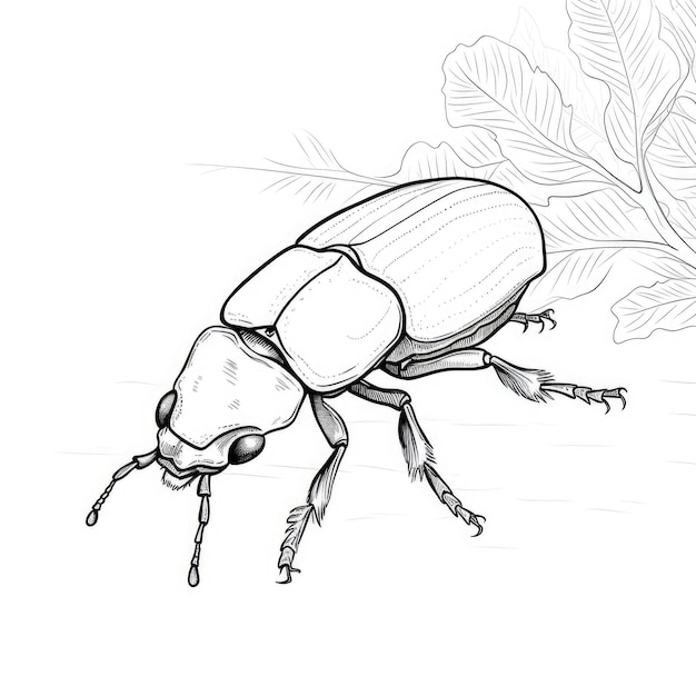 Imagem em preto e branco de um besouro da folha