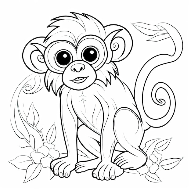 Imagem em preto e branco de um macaco