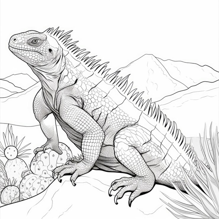 Foto imagem em preto e branco de um uromastyx