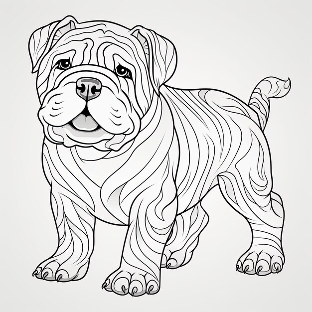 Imagem em preto e branco de uma shar pei chinesa