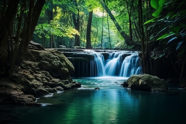 Imagem emoldurada de uma bela cachoeira