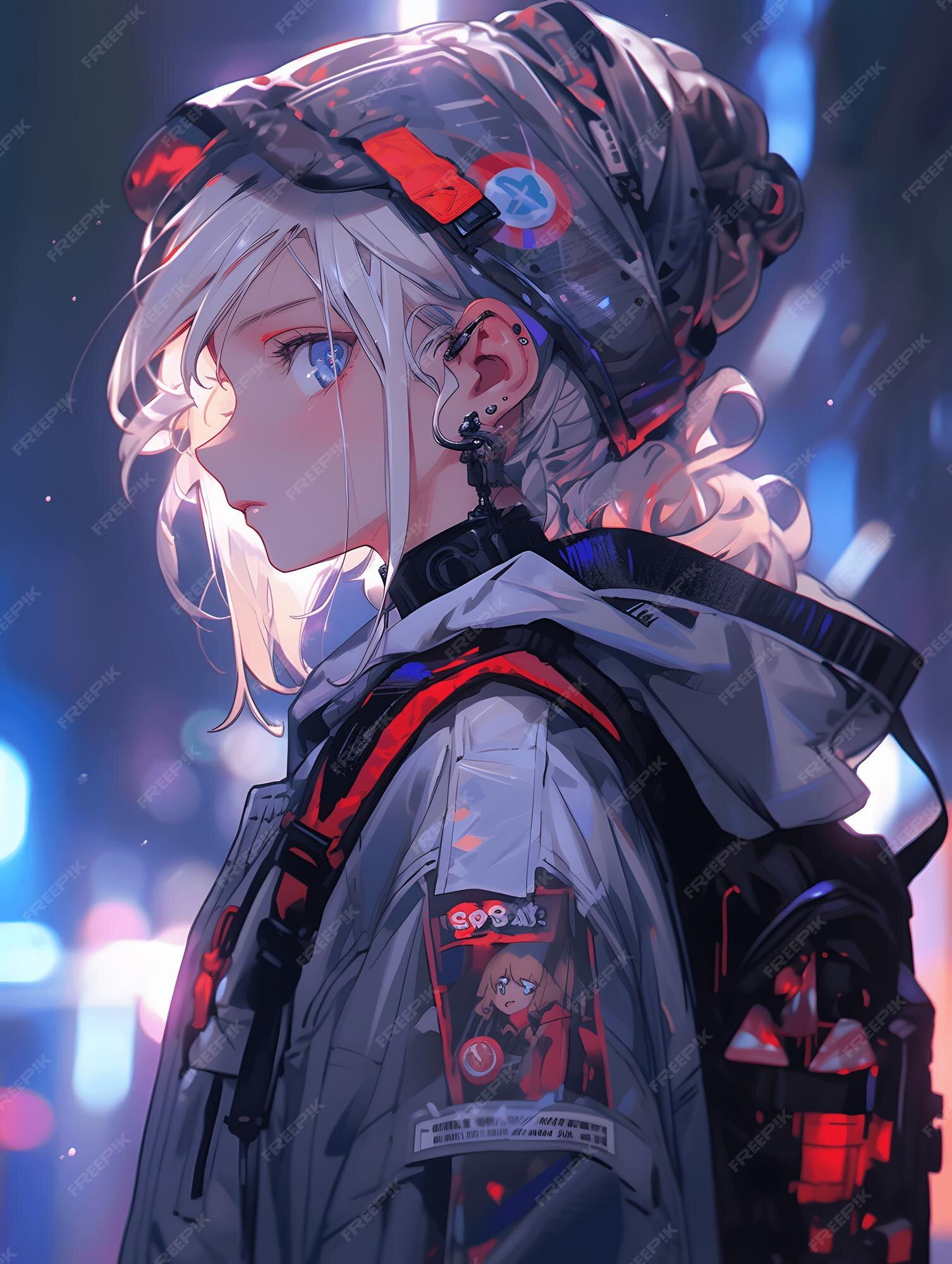 Garota estilo anime cyberpunk