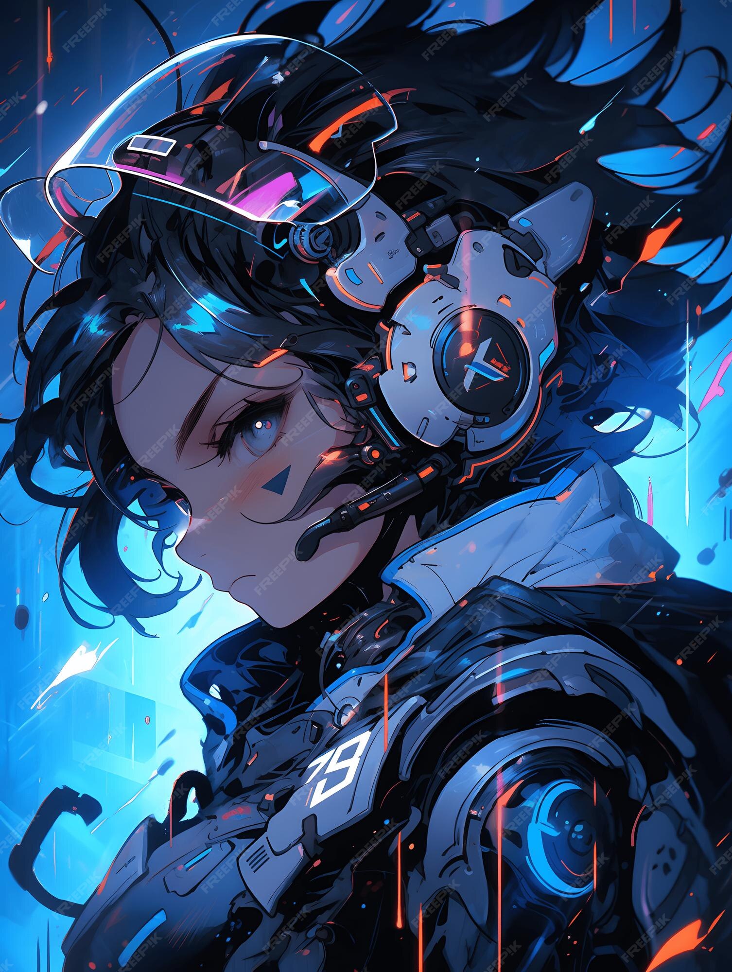 Garota estilo anime cyberpunk