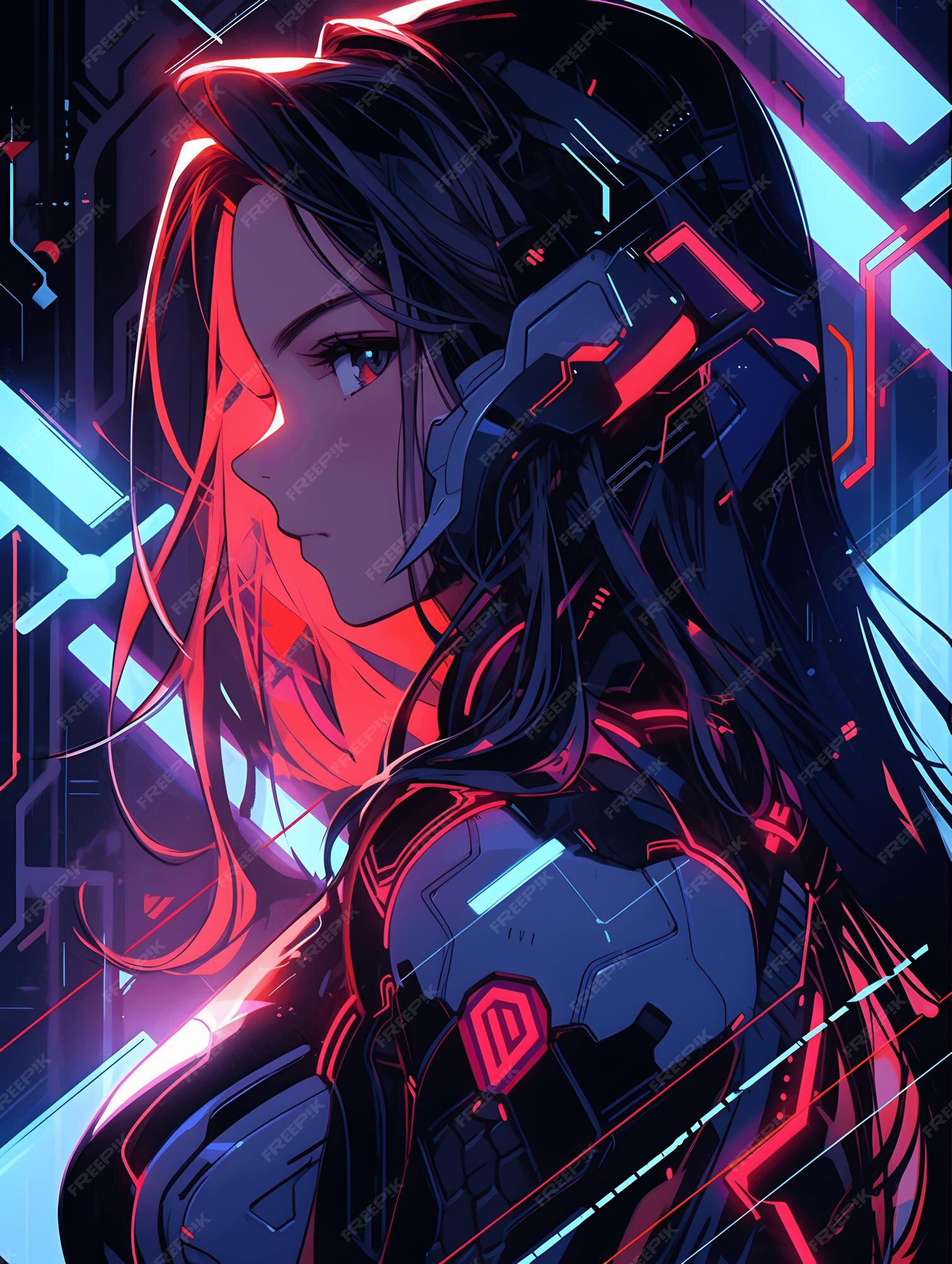 Garota estilo anime cyberpunk