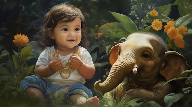 Imagem fofa de Ganpati com um fundo bonito