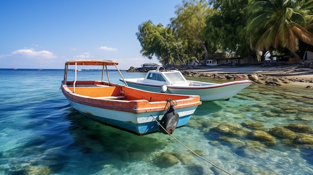 imagem fotográfica de papel de parede HD de barco turquesa